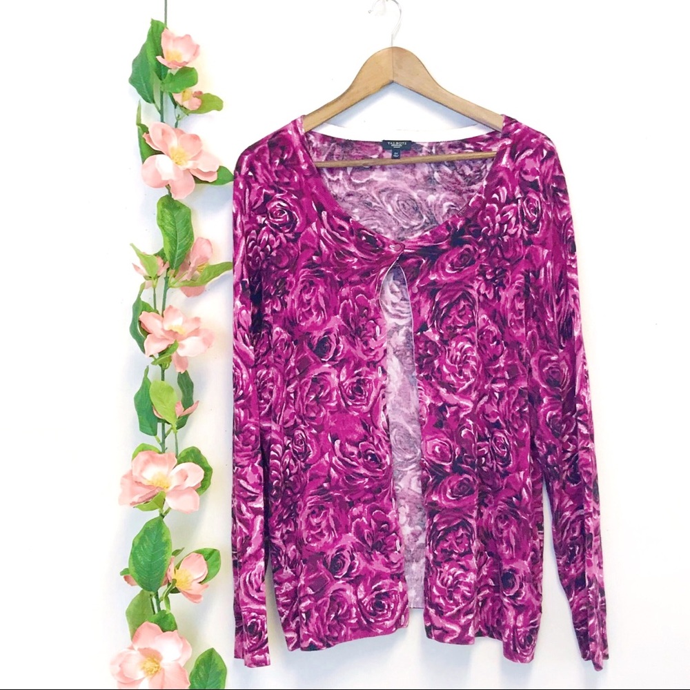 Talbots Woman Purple Rose Cardigan